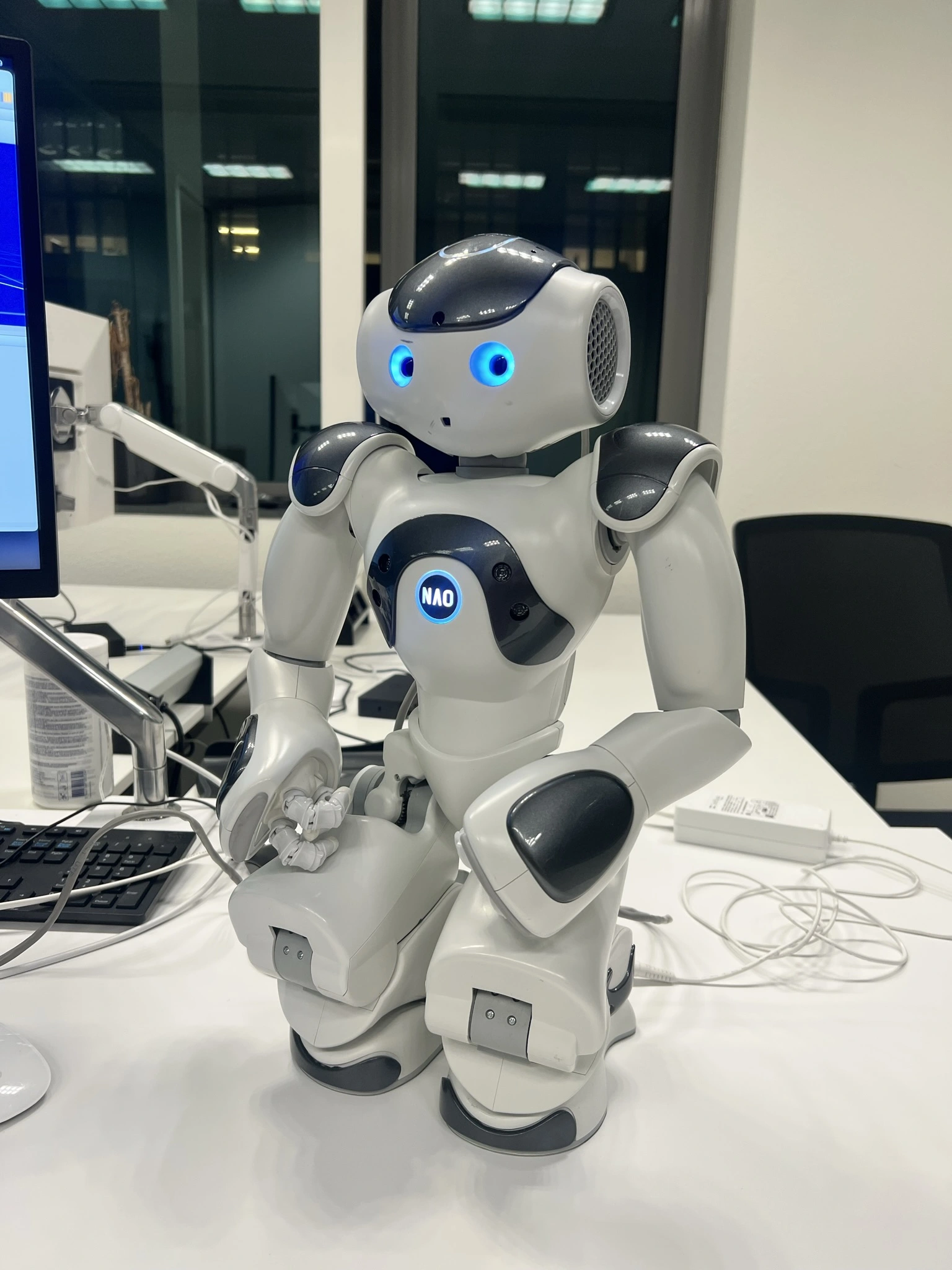 Testing Robot Finn's dialogue and gestures in person